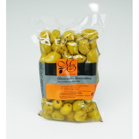 Poche 200g Olives vertes cassées Pimentées